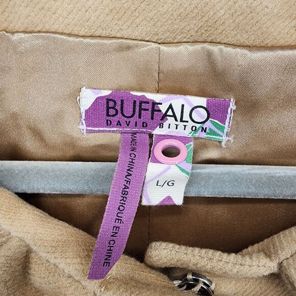 Buffalo David Bitton Women's Large Beige Swing Coat Button Front 3/4 Bell Sleeve - Picture 2 of 12